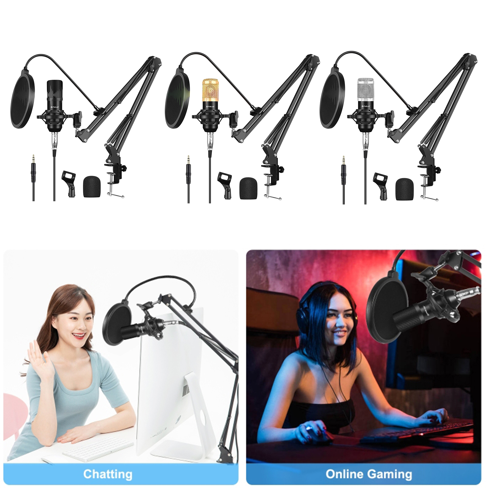 Adjustable Microphone  Boom Scissor Arm Stand, Mic Stand for Radio Broadcasting, Stage and TV Stations