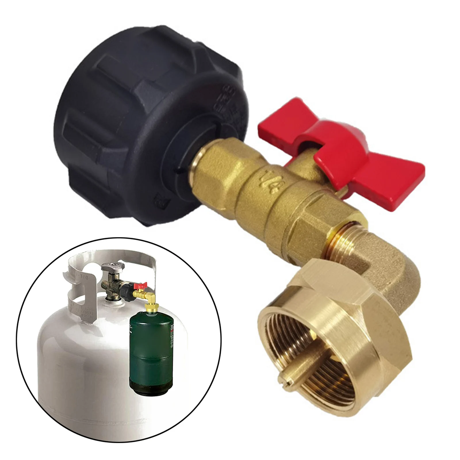 QCC1 Propane Refill Adapter Coupler with Shutoff Valve Fit for Camping Grill