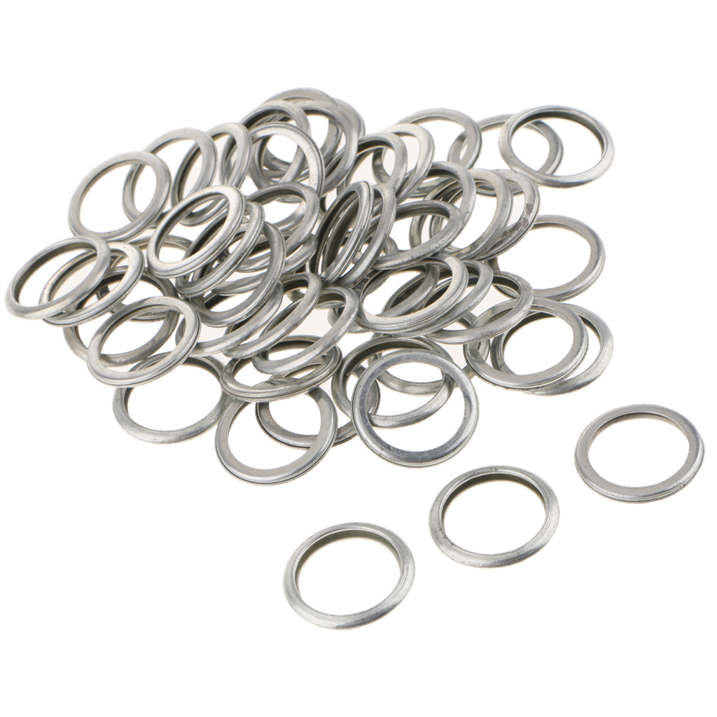 50pcs Metal Engine Oil Drain Plug Crush Washer Gasket Open Size: 16mm Screw Size: M16