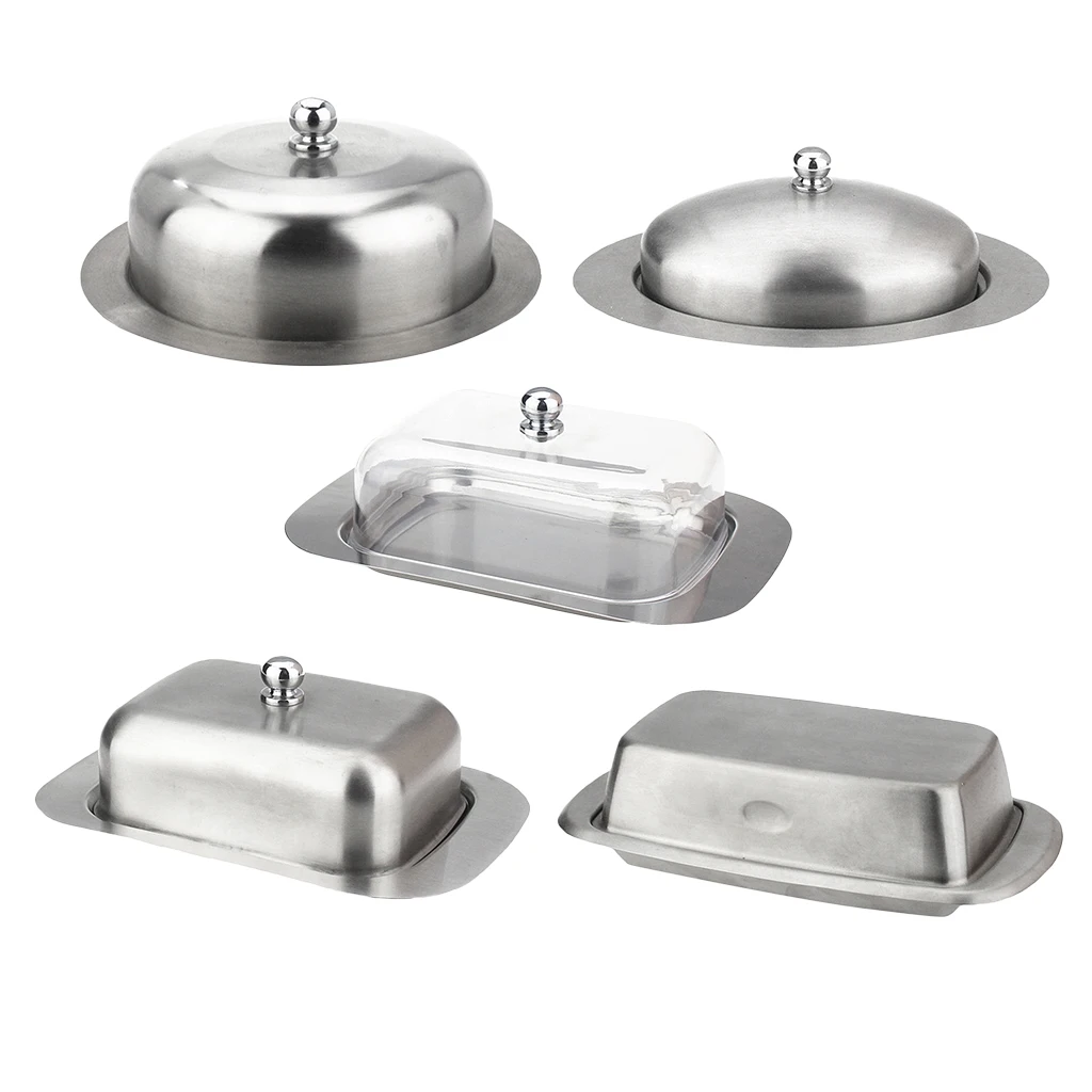 Stainless Steel Butter Storage Box Cake Bread Fruit Container Steak Salad Biscuit Serving Tray Restaurant Hotel Kitchen