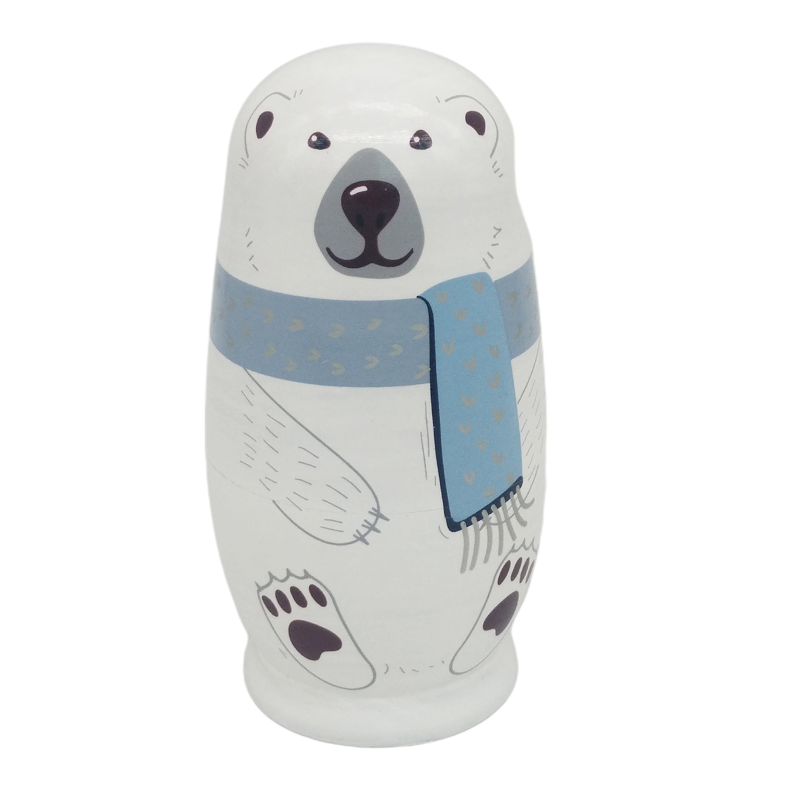 5 Pcs Russian Stacking Wooden Nesting Dolls Matryoshka Cartoon Animal Kids Toys