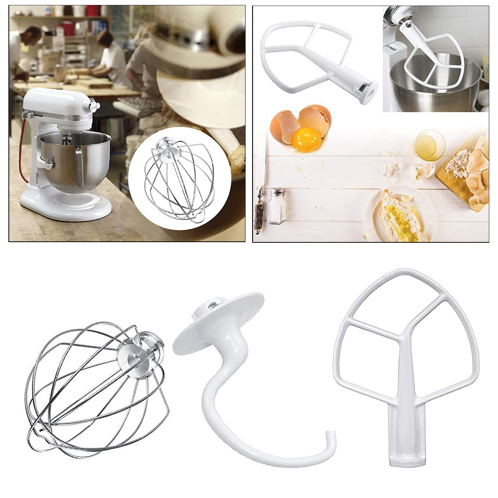3pcs/set Mixer Replacement K45B Flat Beater K45WW Wire Whip  Hook for 3K5SS KSM50