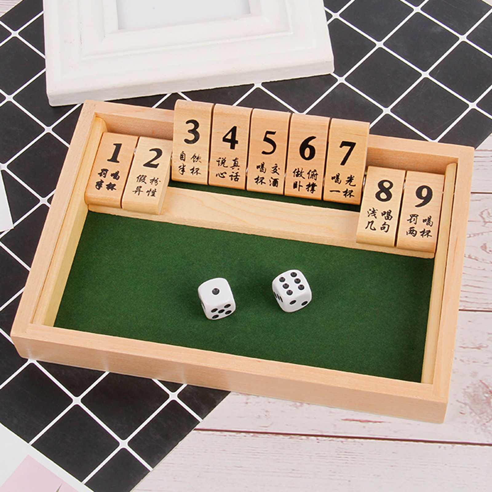 Wooden Flop Game Leisure Entertainment Wooden Board Game Board Play Number for Pub Bar Party Indoor Family