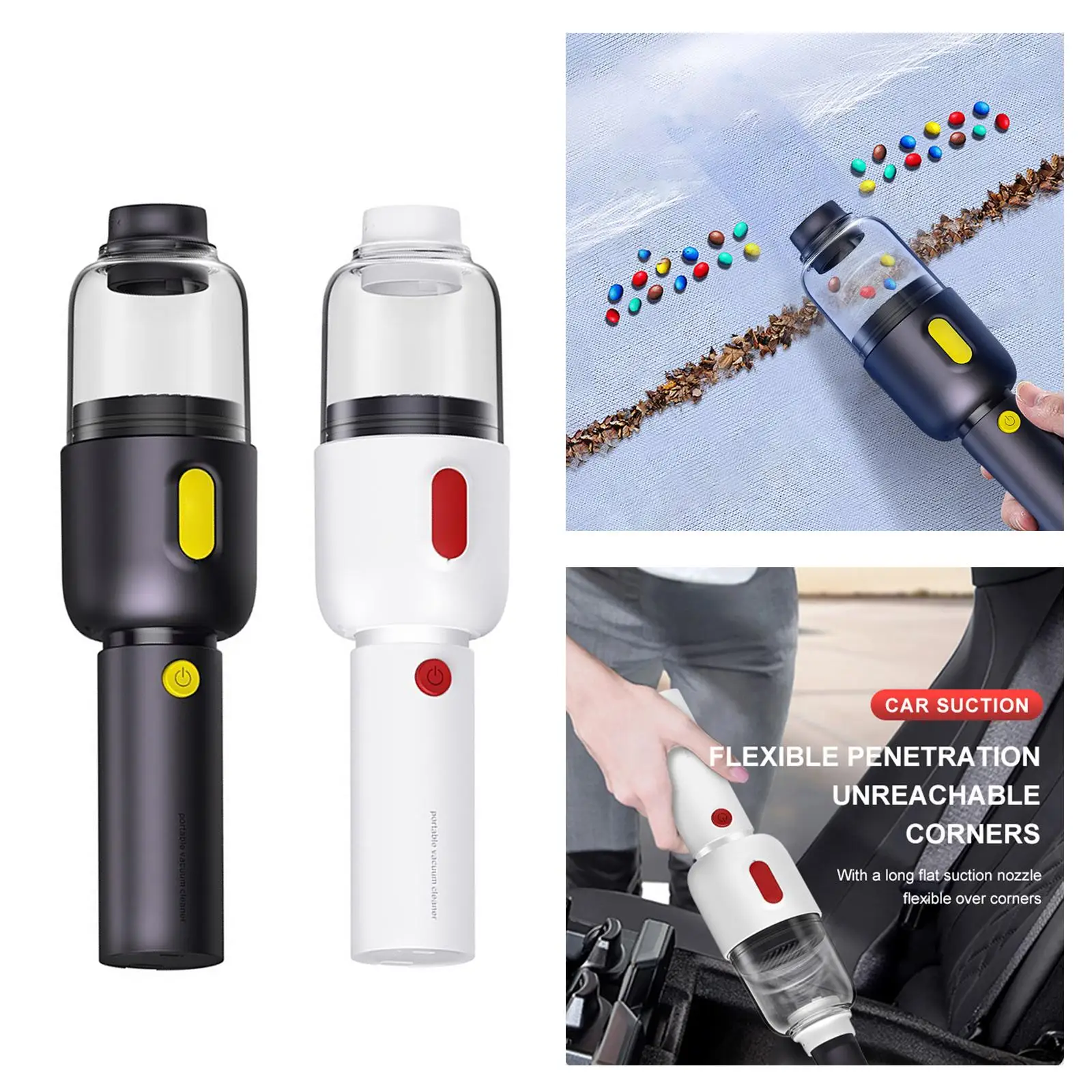 Wireless Car Vacuum Cleaner Rechargeable USB Type-C Wet & Dry Pet Fast Charge Powerful Suction 3200PA 7.4V for Home Car Cleaning