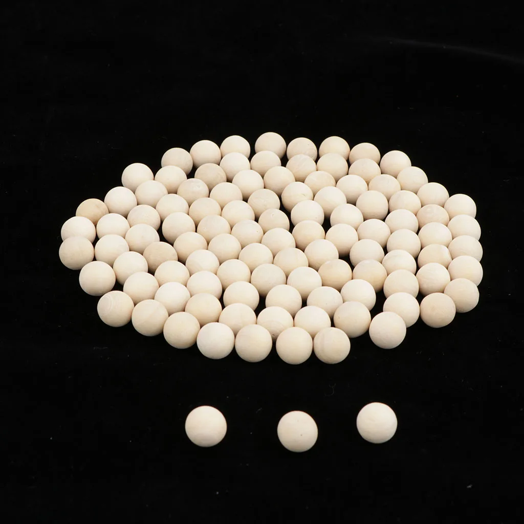 100Pcs Natural Wooden Balls Beads Beech Wood Ball Hardwood Balls Solid 10mm 