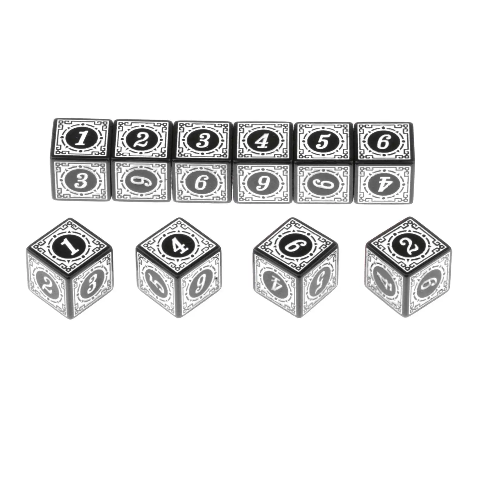 10pcs Multi Sided Acrylic D6 Dices for Table Board Role Playing Game