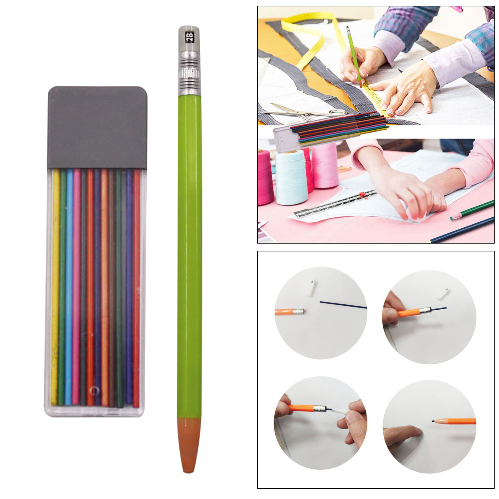 Colorful Tailor Chalk Pencil Crafting Cartridge Leather Fabric Cloth Marker