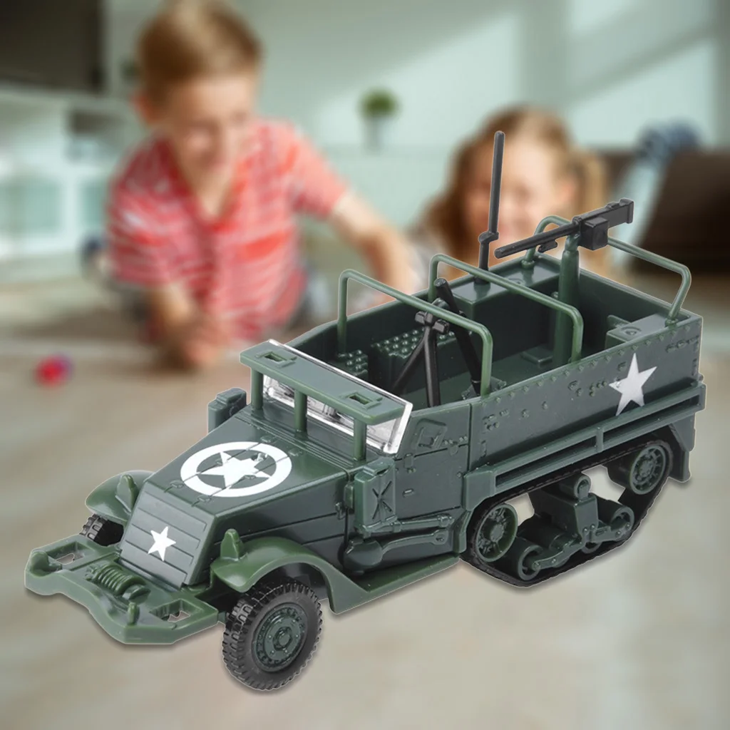 1:72 Classic Half Track Armored Vehicle Model Toys Vehicle Static Model Kits for Children Education