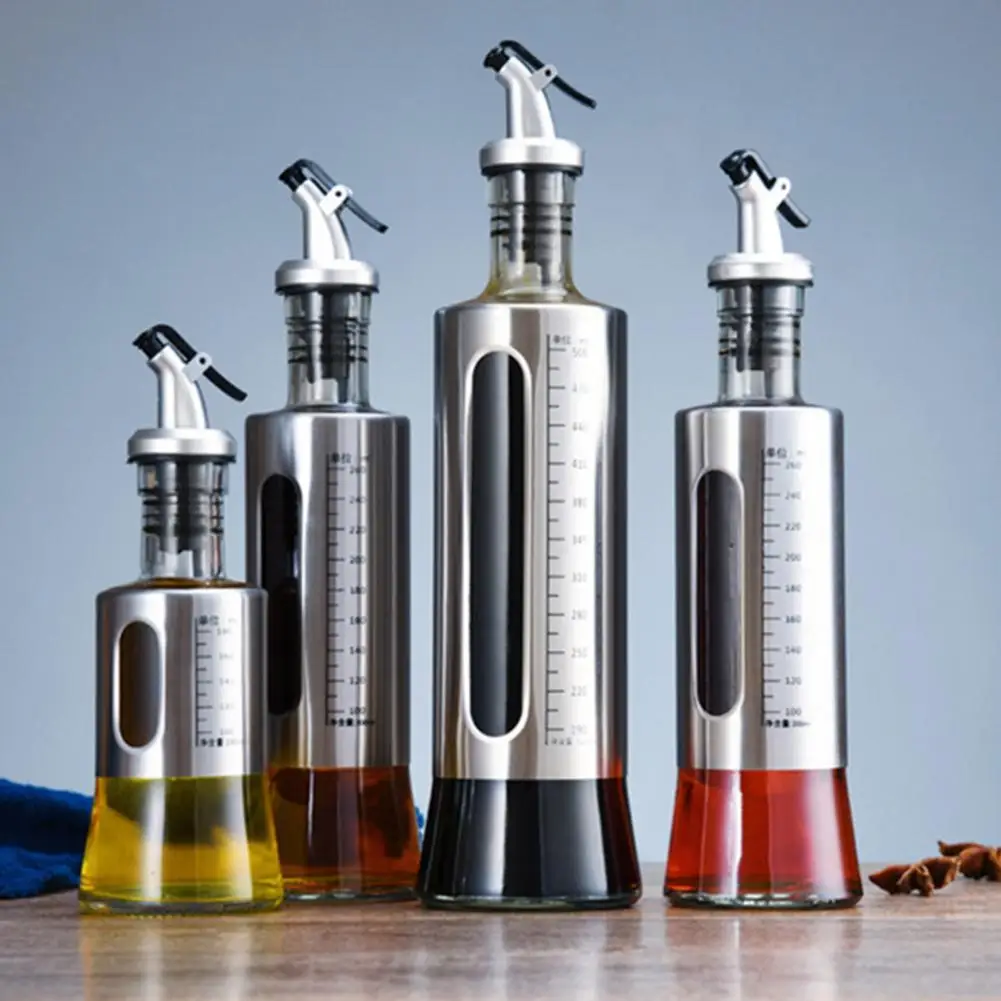Stainless Oil Vinegar Dispenser Pourer Seasoning Bottle Kitchen Cooking Tools 