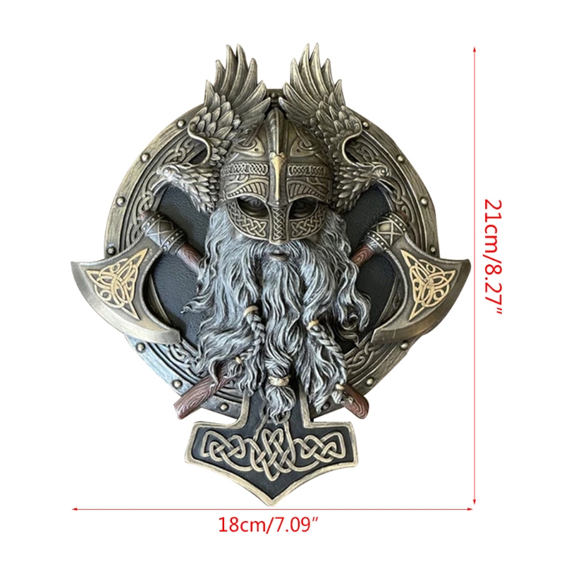 Viking Berserker Double Axe Plaque Resin Statue