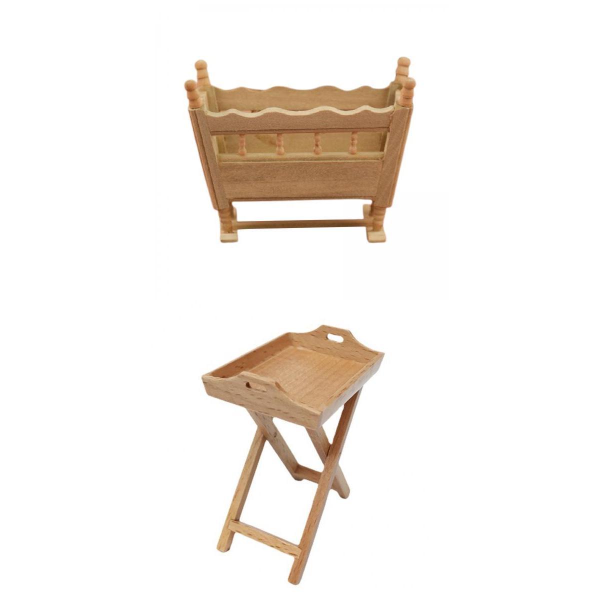 Mini 1:12 Cradle Bed Snack Desserts Rack Shelf Model Living Room Decoration