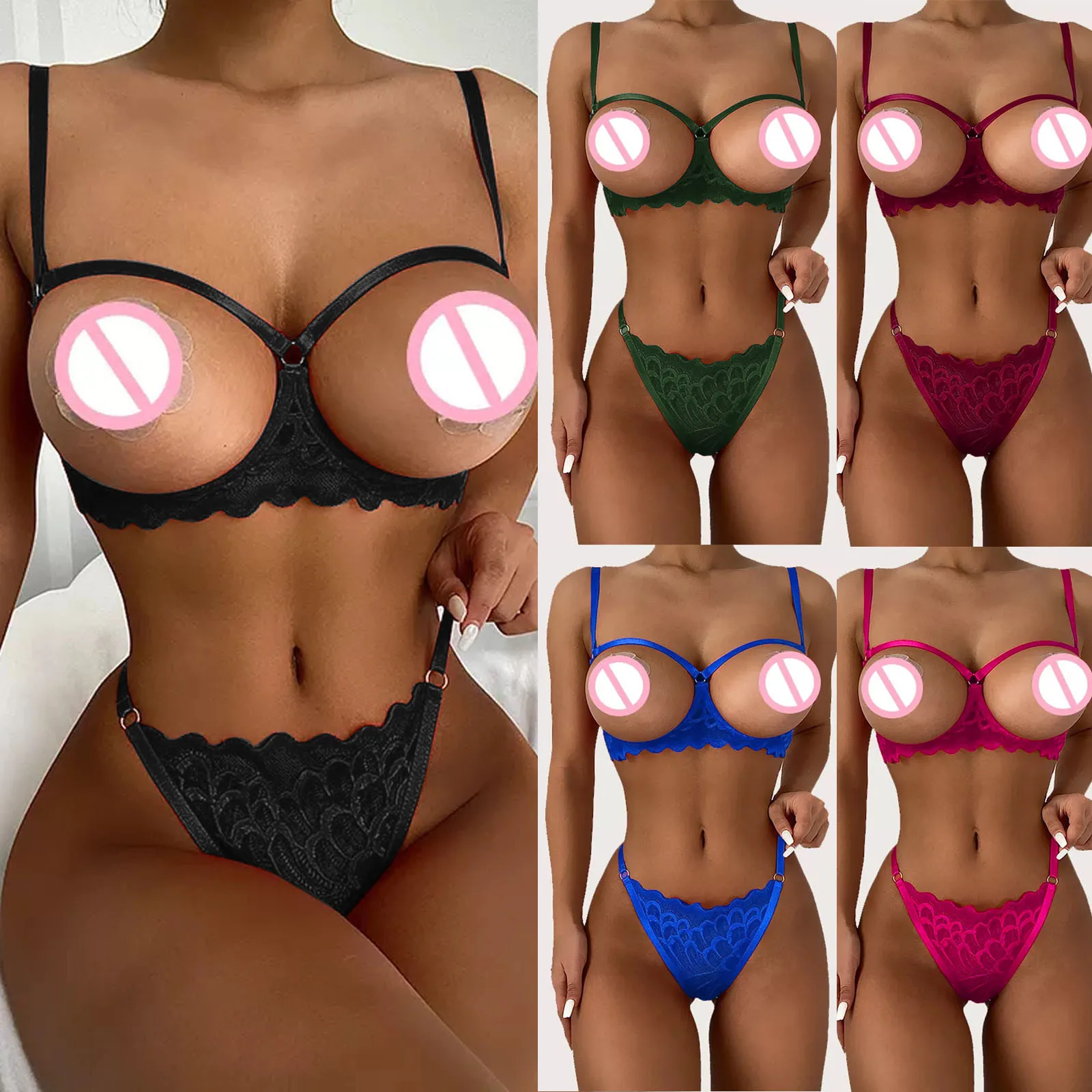 ethika set Sexy Bowknot Bra Set Lenceria Sensual Mujer Women's Hollow Out Underwear Erotic Cut Out Bra Lingerie Sexy G String Thong Set New sexy bra and panty set