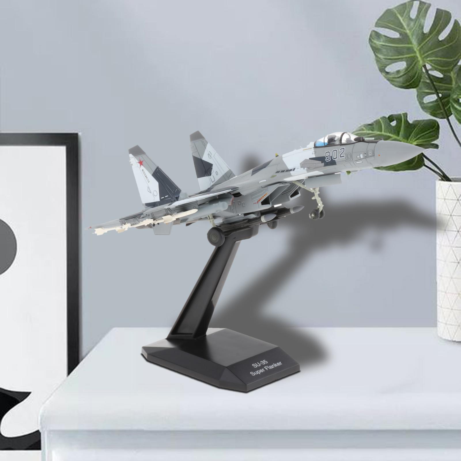 1/100 Scale Sukhoi Su-35 Fighter Helicopter Alloy Army Model Plane w/ Dispaly Stand Decoration