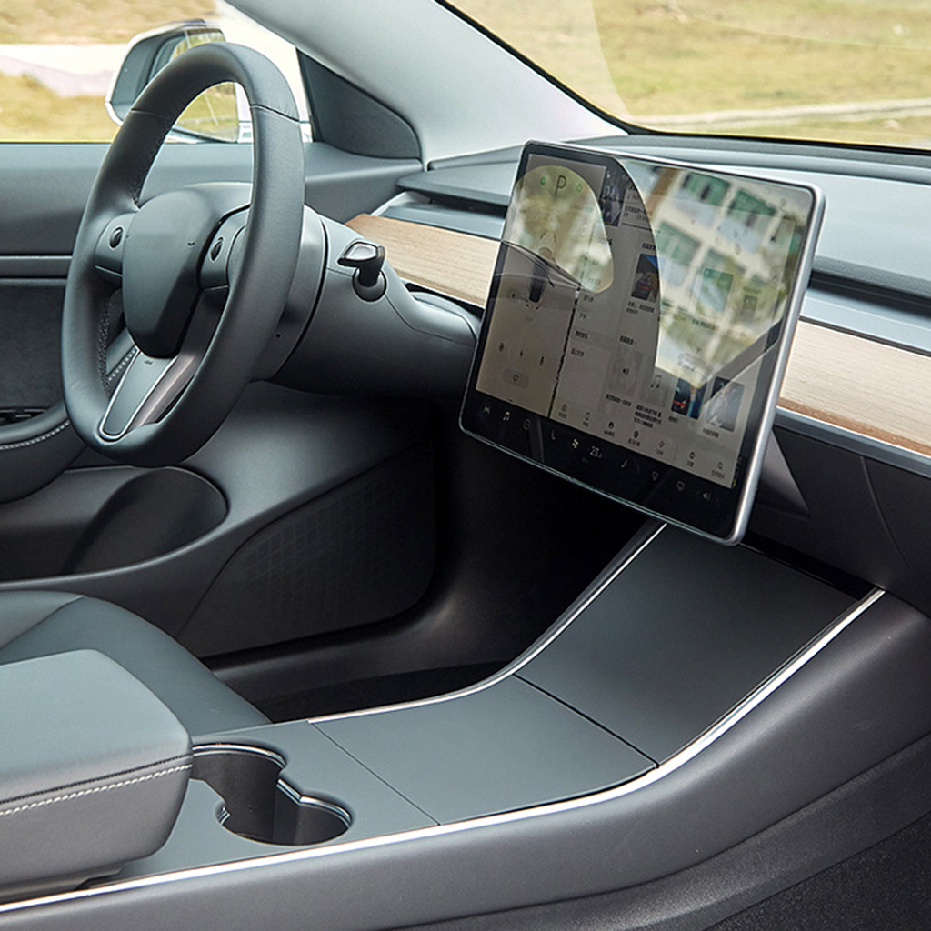 for Model 3 Center Console Wrap ABS Matte Carbon Fiber Console Cover Interior Decoration Wrap Kit Accessories