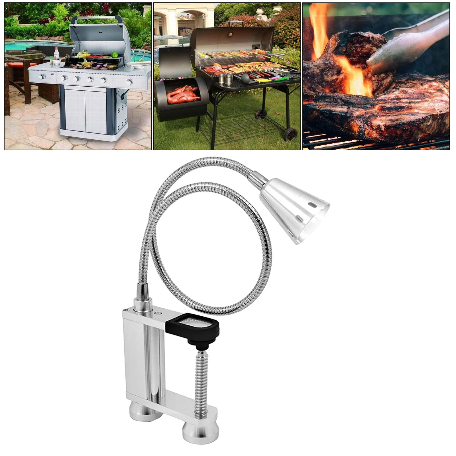 Magnetic Led Grill Light Adjustable Flexible Gooseneck Screw Clamp for Party Office Outdoor Indoor Barbeque Lamps