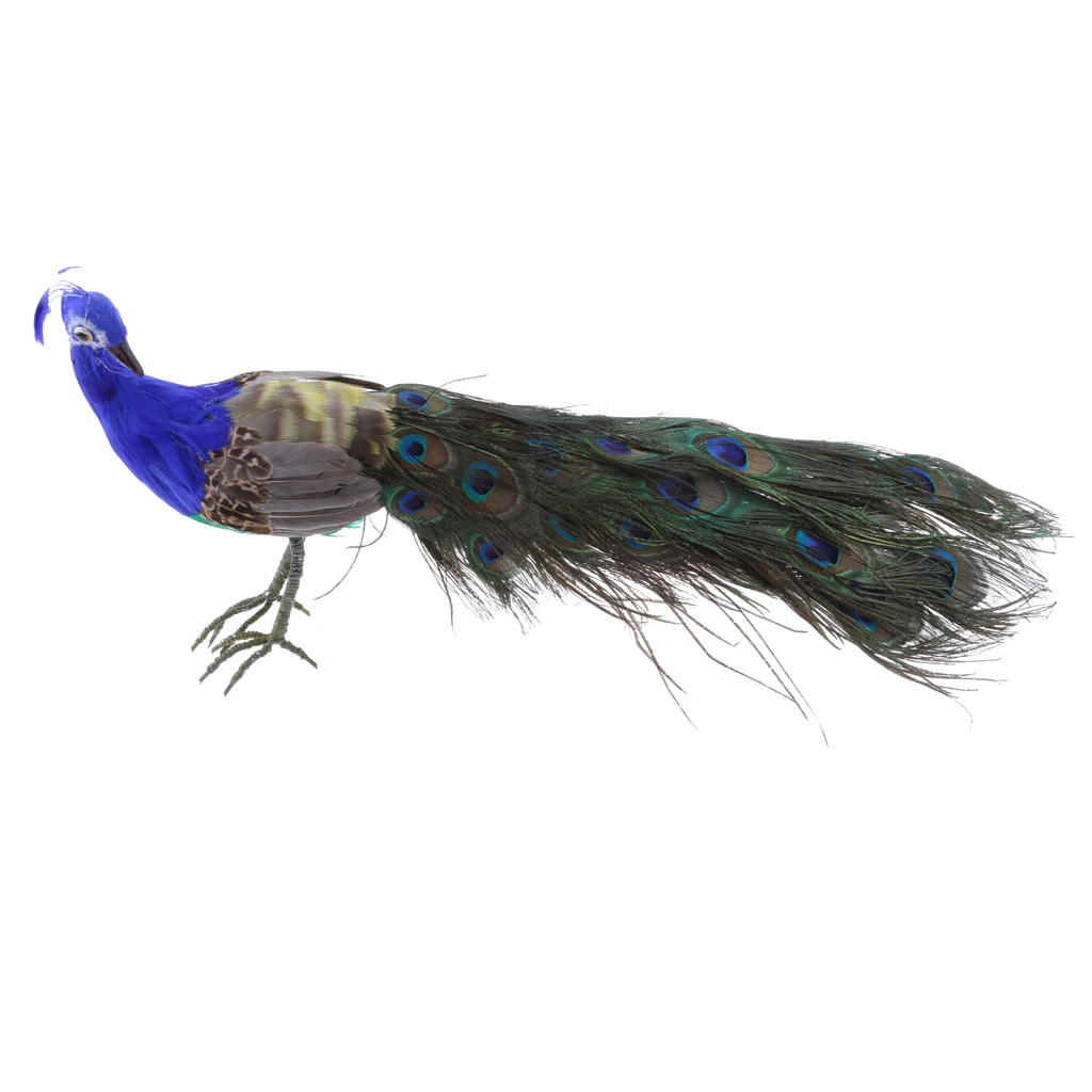 Vivid Artificial Peacock Bird Realistic Taxidermy Home Garden Decoration,