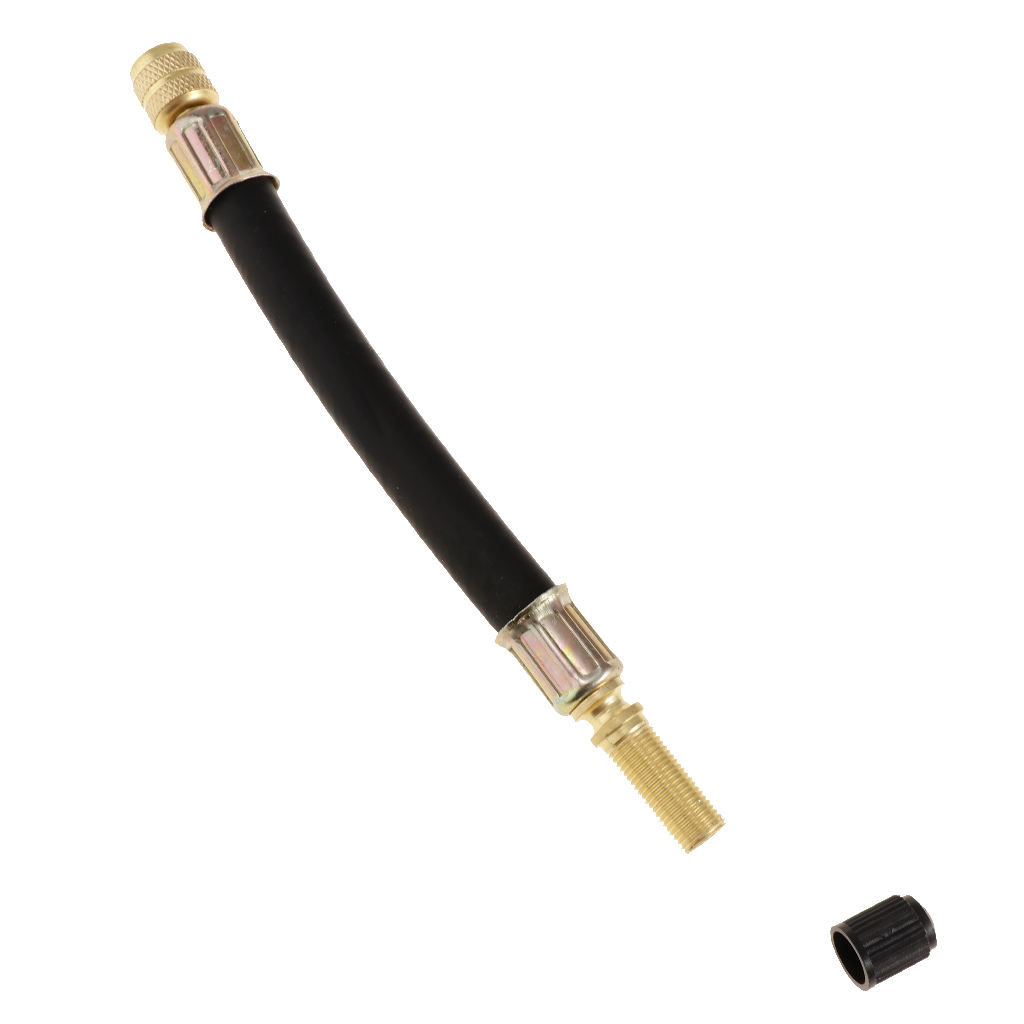 Truck RV Dual Flexible Tire Wheel Valve Extension Adaptor with Metal Cap