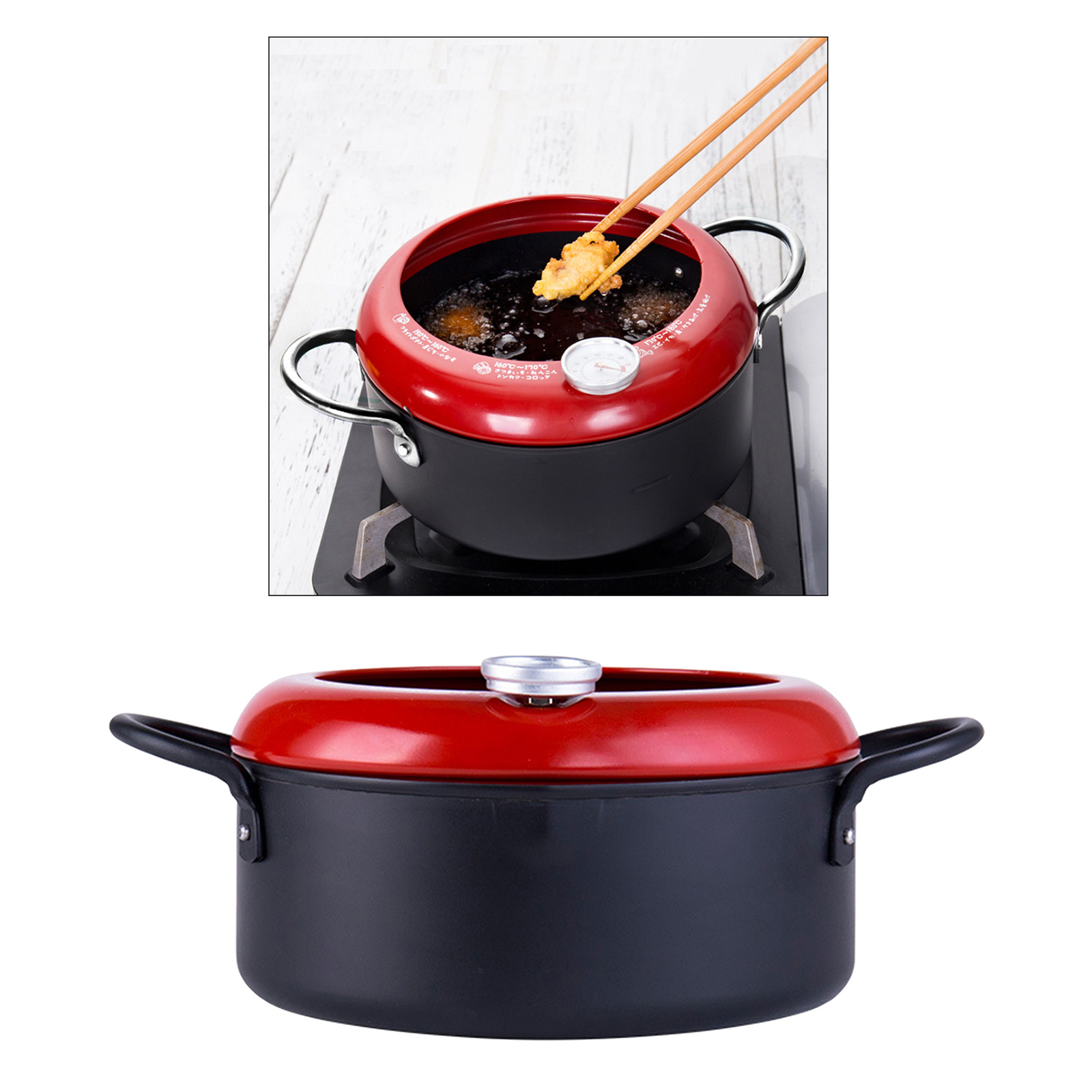 Mini Deep Frying Pot Temperature Controllable Tempura Fryer Pan Stove Top