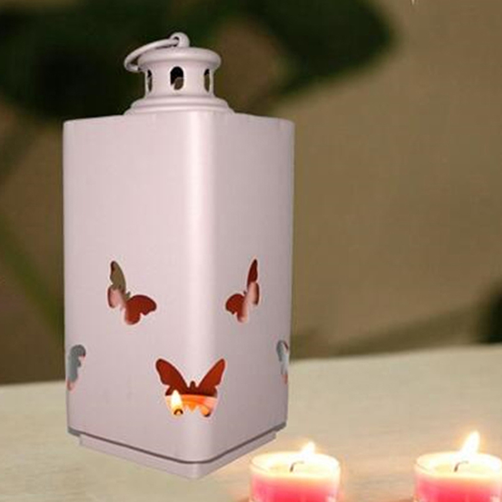 Modern Hollow Style Metal Candle Holder Art Decor Butterfly Candlestick Pink