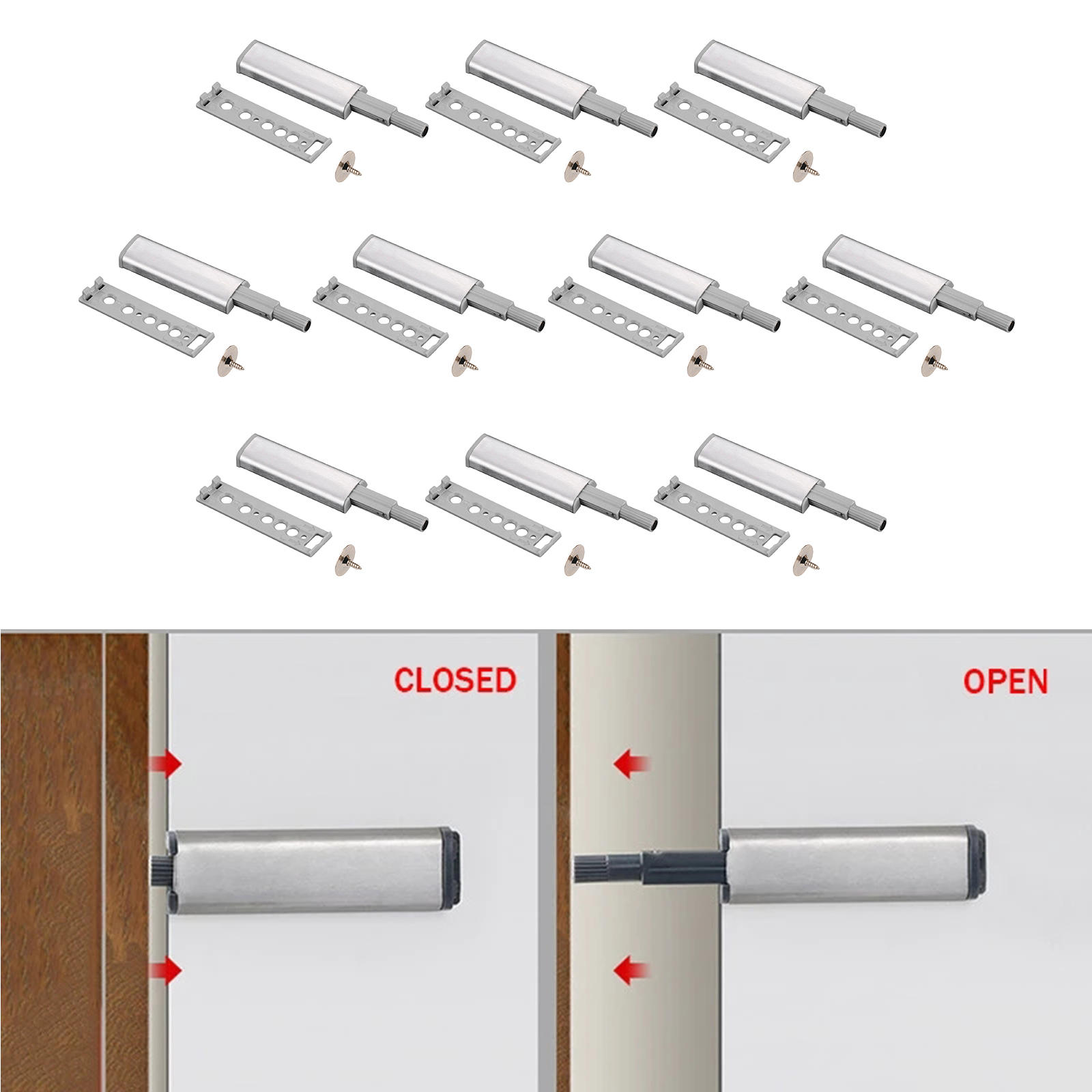 10Pcs/Set Cabinet Door latches Stainless Steel Buffer Easy to Install for Furniture
