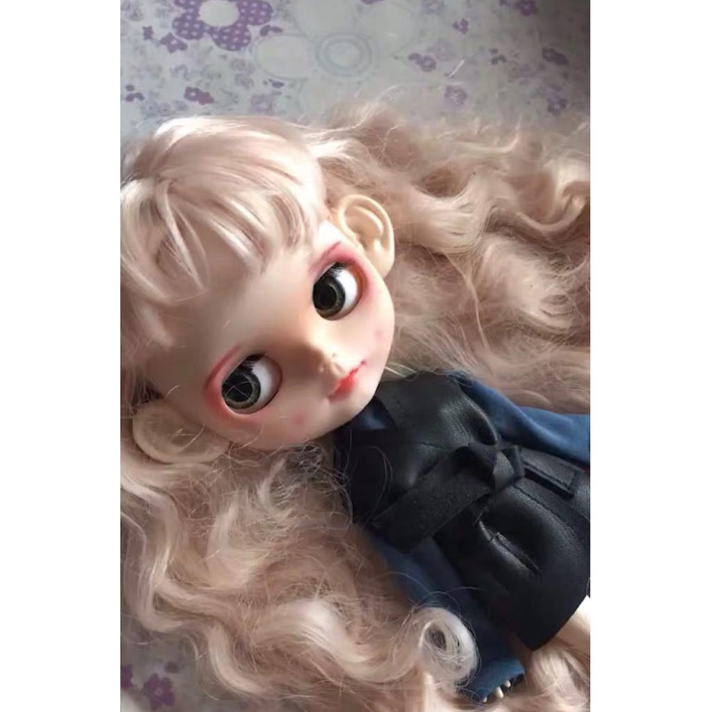 Fashion Handmade Doll Blue T-shirt & Leather Waistcoat Set For Blythe Doll For 12inch Doll 1/6 Kids Toys