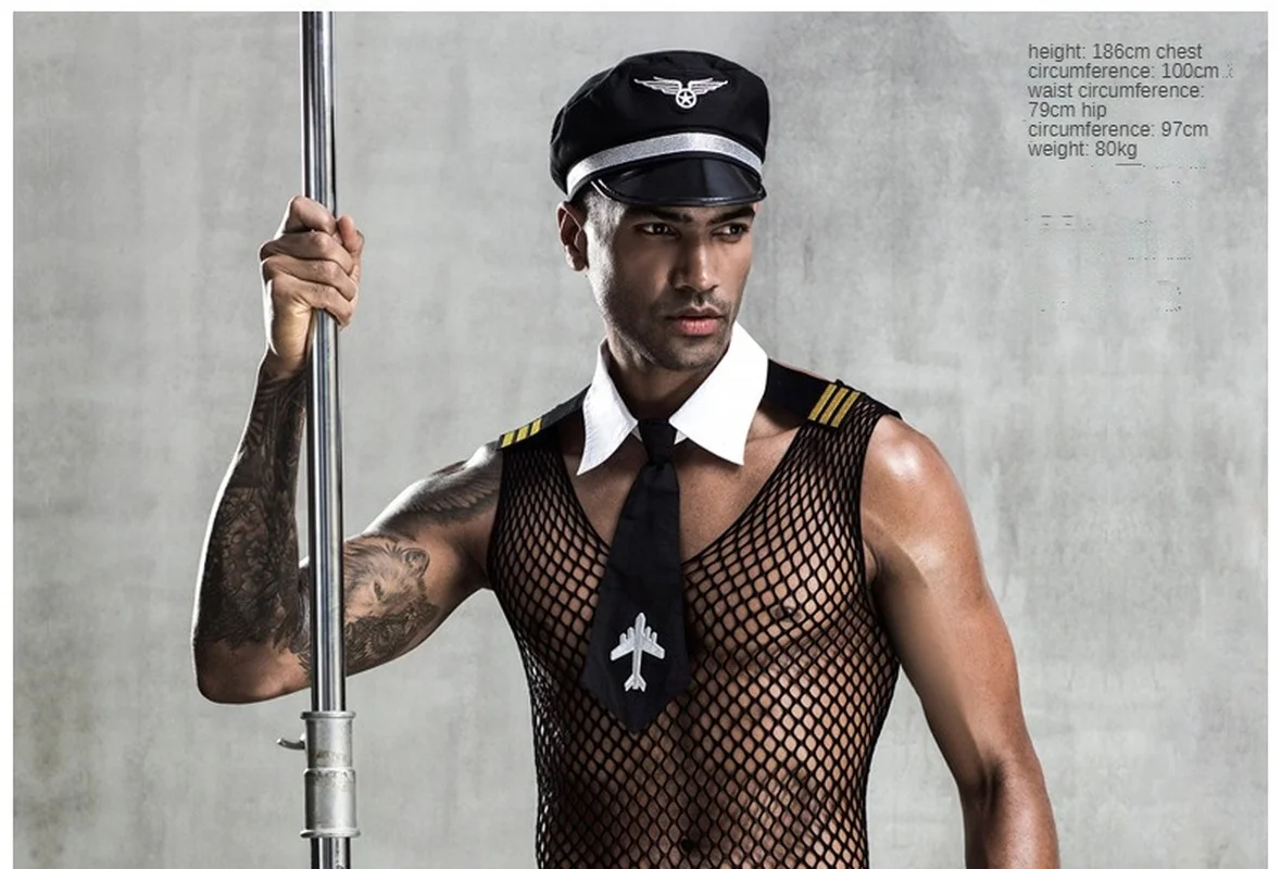 under armour boxer briefs Mens Role Play Sexy Bondage Mesh Air Force Uniform Set Cosplay Gay Bar Dance Perform Costume Outfit boxers underwear