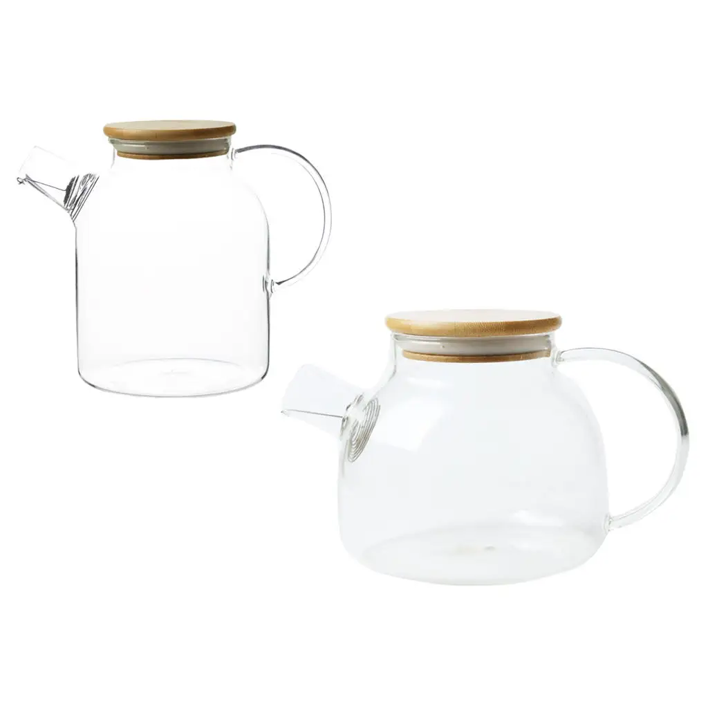 Glass Teapot Cold Kettle Anti-Scald Handle Hot or Iced Borosilicate Pitcher for Tea Juice