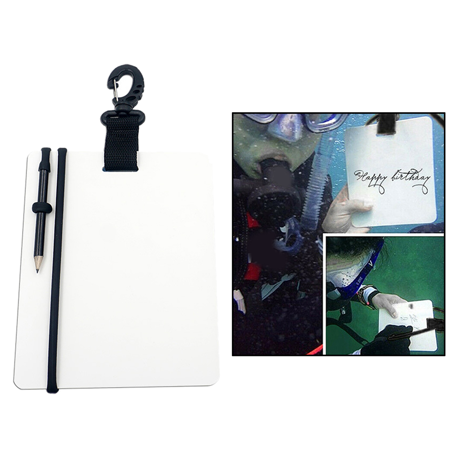Underwater Dive Writing Slates Tablet Board with Swivel Clip - Water Sports Diving Swimming Equipments