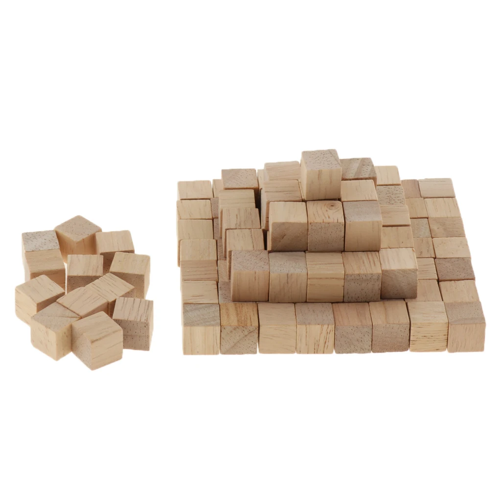 100 Pieces Blank Dice Wooden Dice Empty Dice Blocks for All DIY