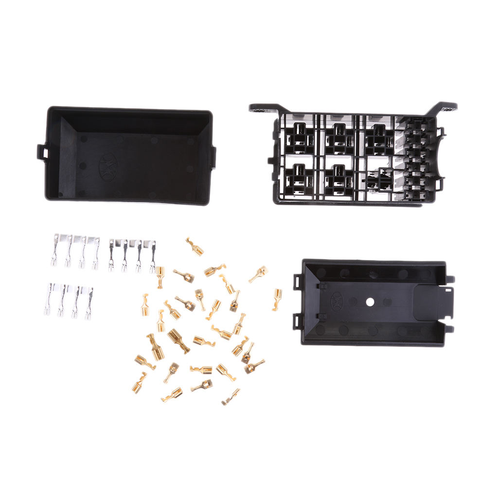 6 Relay 5 Road Auto Relay Holder Box Socket Fuse & Waterproof Lid Insurance Black