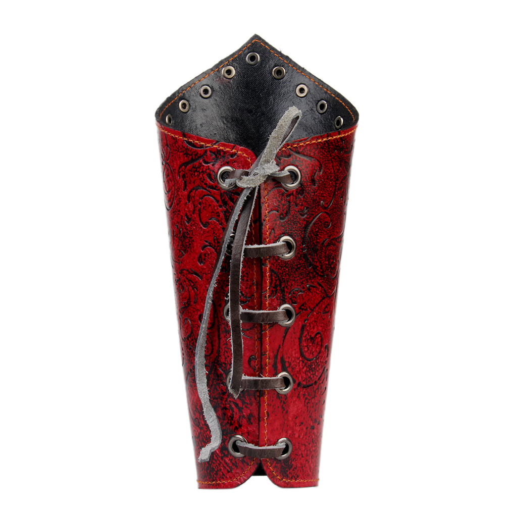 Vintage Leather Stud Medieval Embossed Floral Bracer Gauntlet Arm Guard Armour