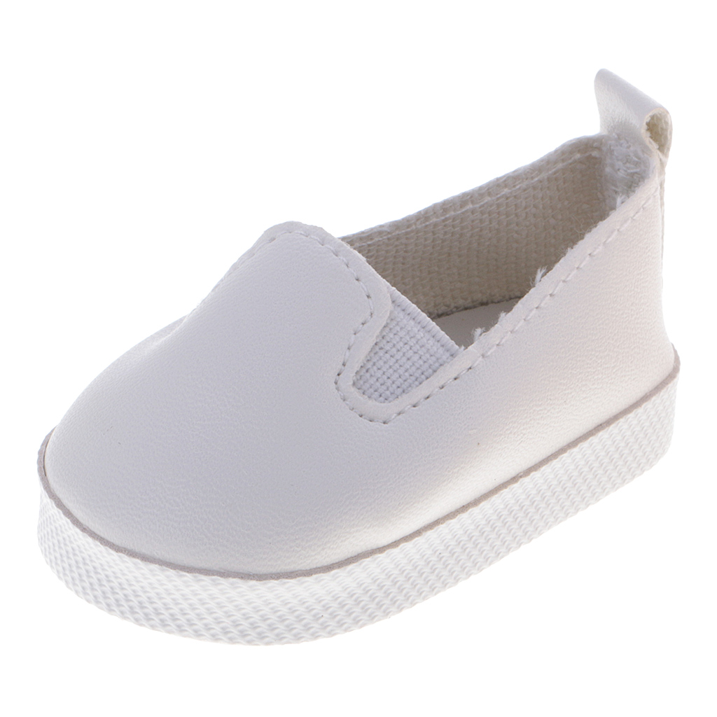 Trendy White PU Leather Slip-on Shoes for 18'' AG American Doll Doll Accessory