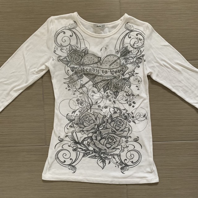 00s Vintage Y2K Fake Two-piece Long Sleeve Cross Wing Print