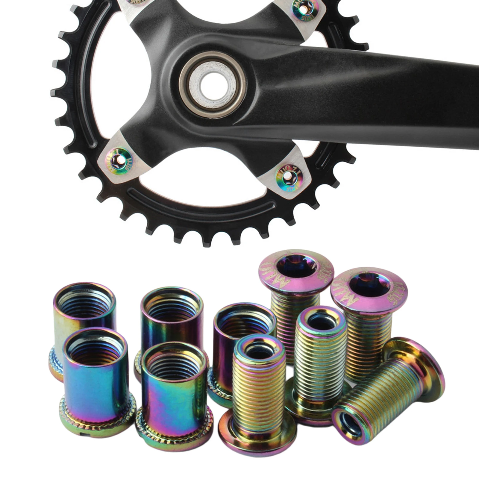 5x Bike Chainring M8 Bolt Nuts Solid Road Mountain Bicycle Chainwheel Screws Anti-Rust Sprockets Repair Bolt Accessories