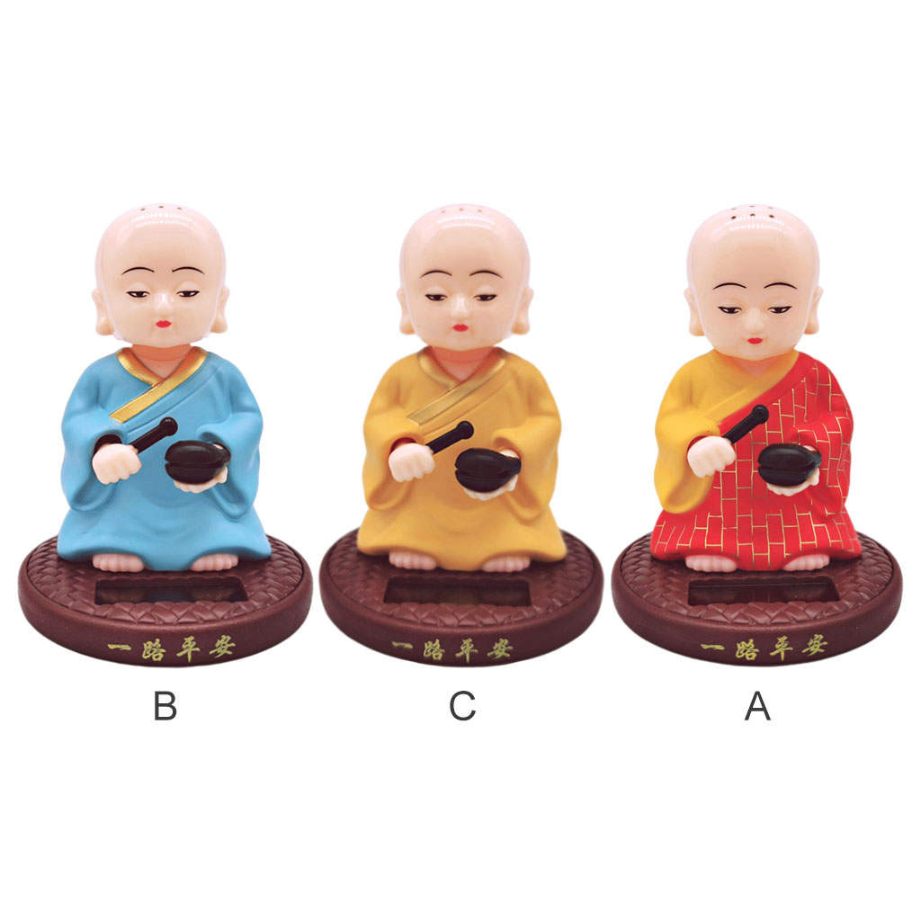 Solar Powered Dancing Figures Buddhist Monk Nodding Head Dancing Toy for Windowsill