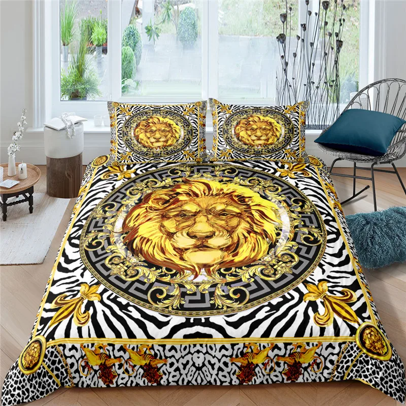 Têxteis para casa luxo 3d golden lion