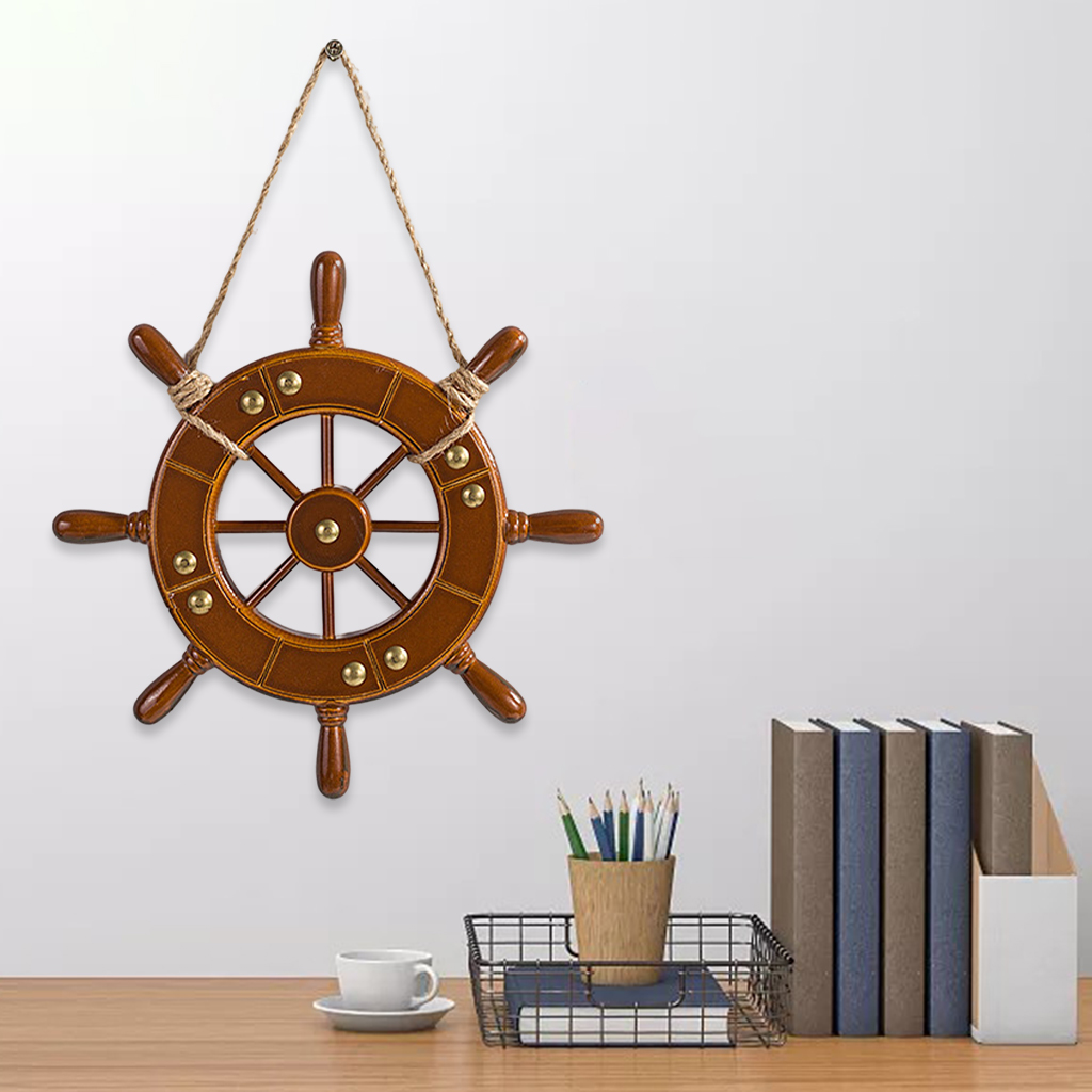 Wooden Boat Rudder Home Ship Wheel Wall Hanging for Office Home Ornament Ships Wheel Wall Decor Ship Rudder Decor