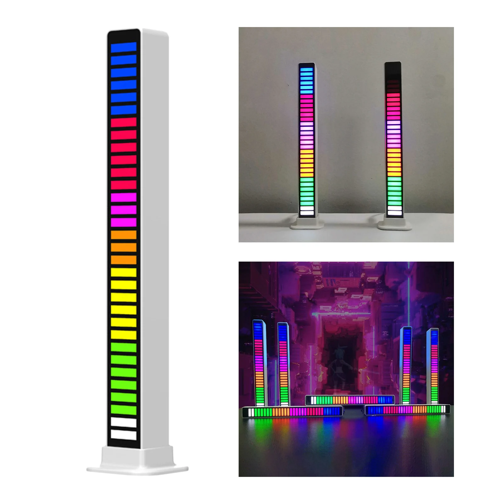 Creative RGB Music Sound Control LED Level Light Bar Novelty Rhythm Lamp Desktop Setup Backlight Car Vehicle Atmosphere Light