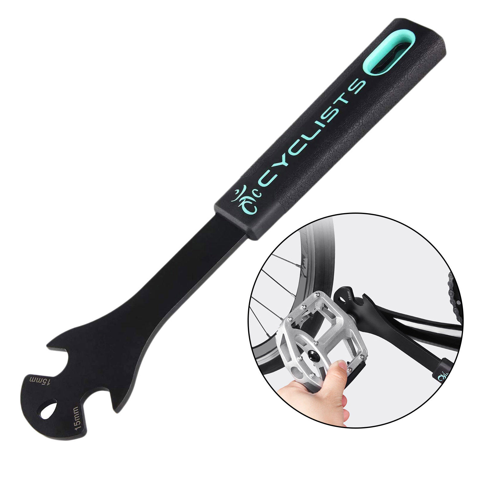 Bike Pedal Wrench Extra Long Handle Anti-slip Bicycle Pedal Spanner Double Sided Wrench for MTB/Road Bike Pedals Replace Tool