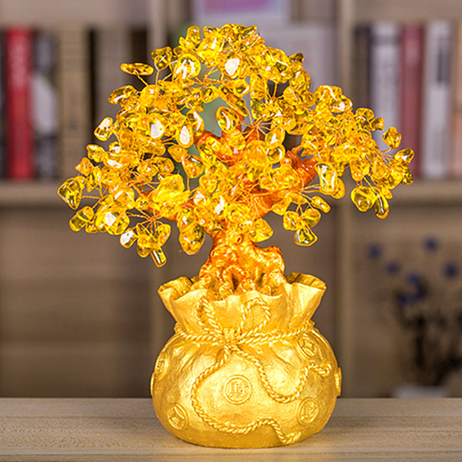 Crystal Money Tree Bonsai Wealth & Good Luck Feng Shui Lucky Tree Plant Home Office Tabletop Bedroom Living Room Decor Art Craft