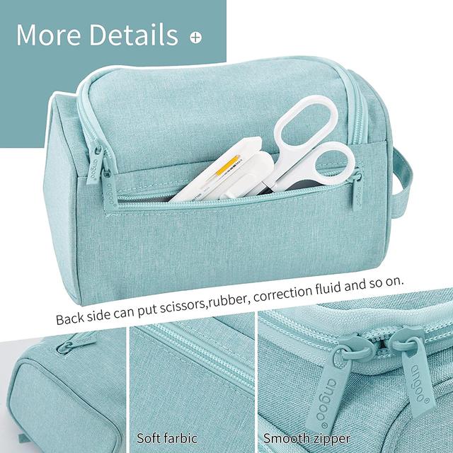 HVOMO Large capacity Pencil Pouch pencil case Double Zipper Storage Bag 3  Compartments Portable Multifunctional bag Desk Organizer School Marker Pen