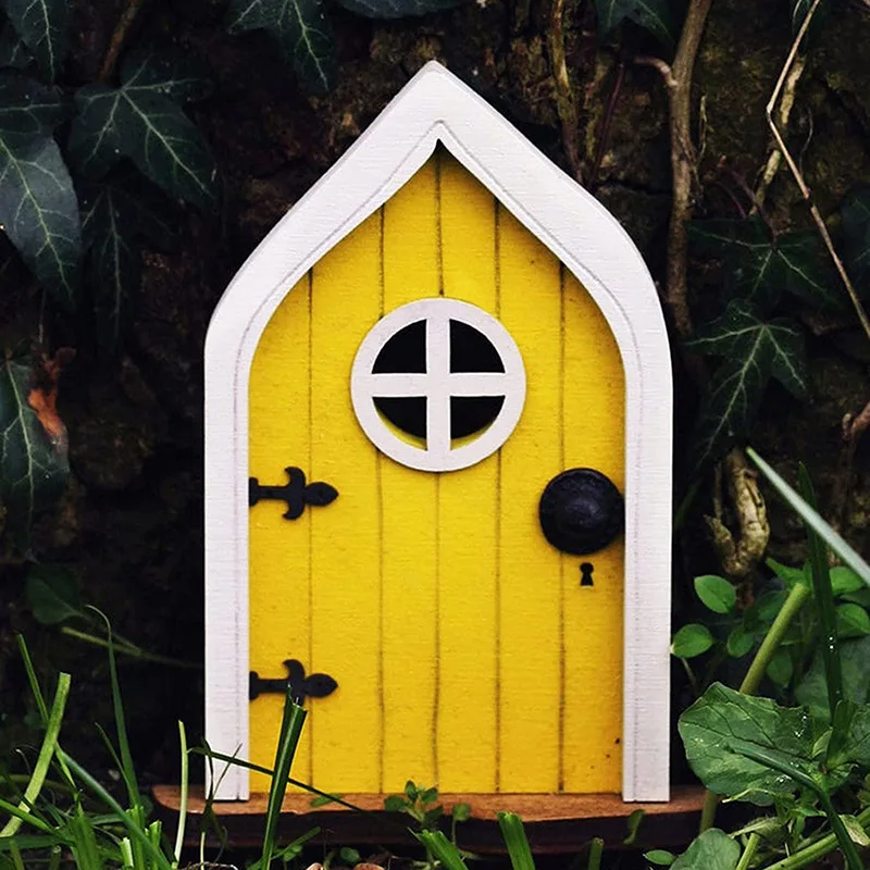 家のドアの妖精,ミニチュアガーデンヤードの装飾のための素晴らしい贈り物木製の手工芸品|フィギュア  ミニチュア| - AliExpress