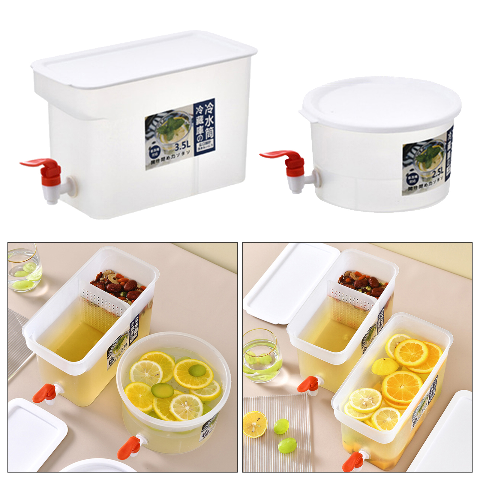 Water Jug Hot Cold Beverage Jar Summer Cold Drinking Pitcher with Faucet BPA free Fresh-keeping Freezer Safe