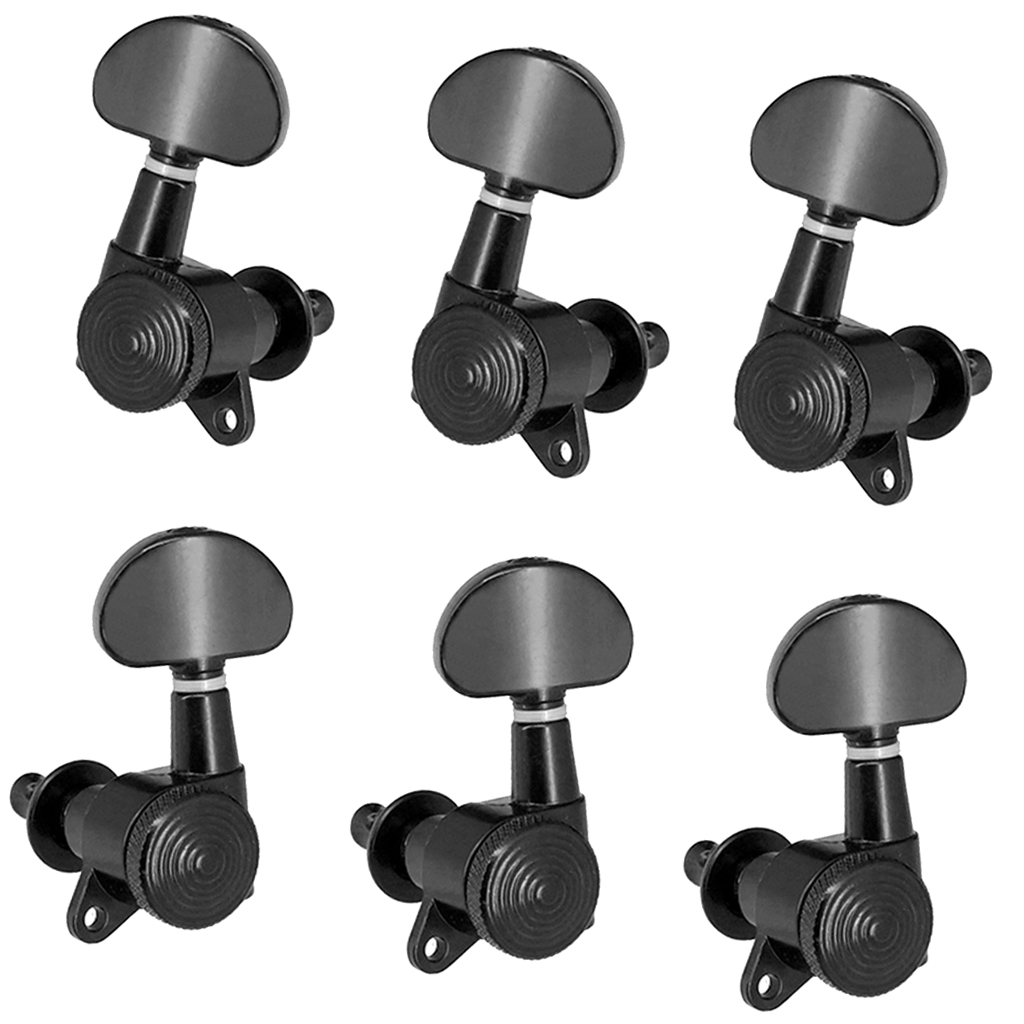 Sealed Closed Design 3R3L Black Half-Round Folk Guitar Tuner Machine Heads Parts