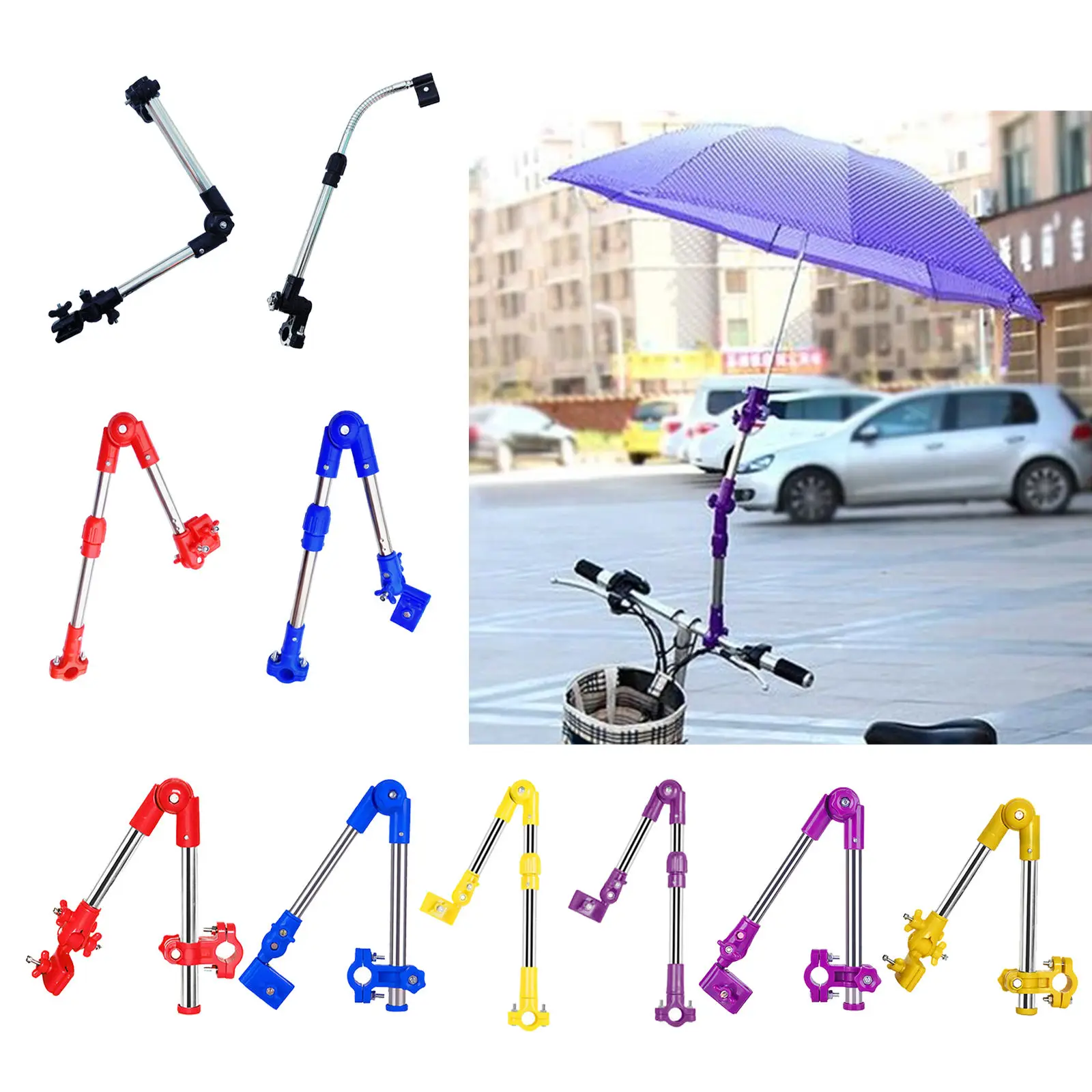 Stainless Steel Bicycle Umbrella Holder Umbrella Stand Wheelchair Stroller Folding Umbrella Easy To Install and Remove