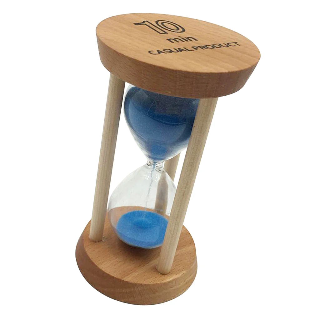 Blue Sand Wooden Frame Hourglass Sand Timer Sandglass for Kids Game Accs 