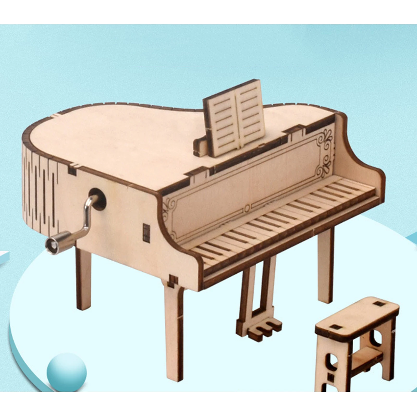 3D Jigsaw Puzzle Wooden Piano Model with Music Box DIY Construction Kit for Kids Adults