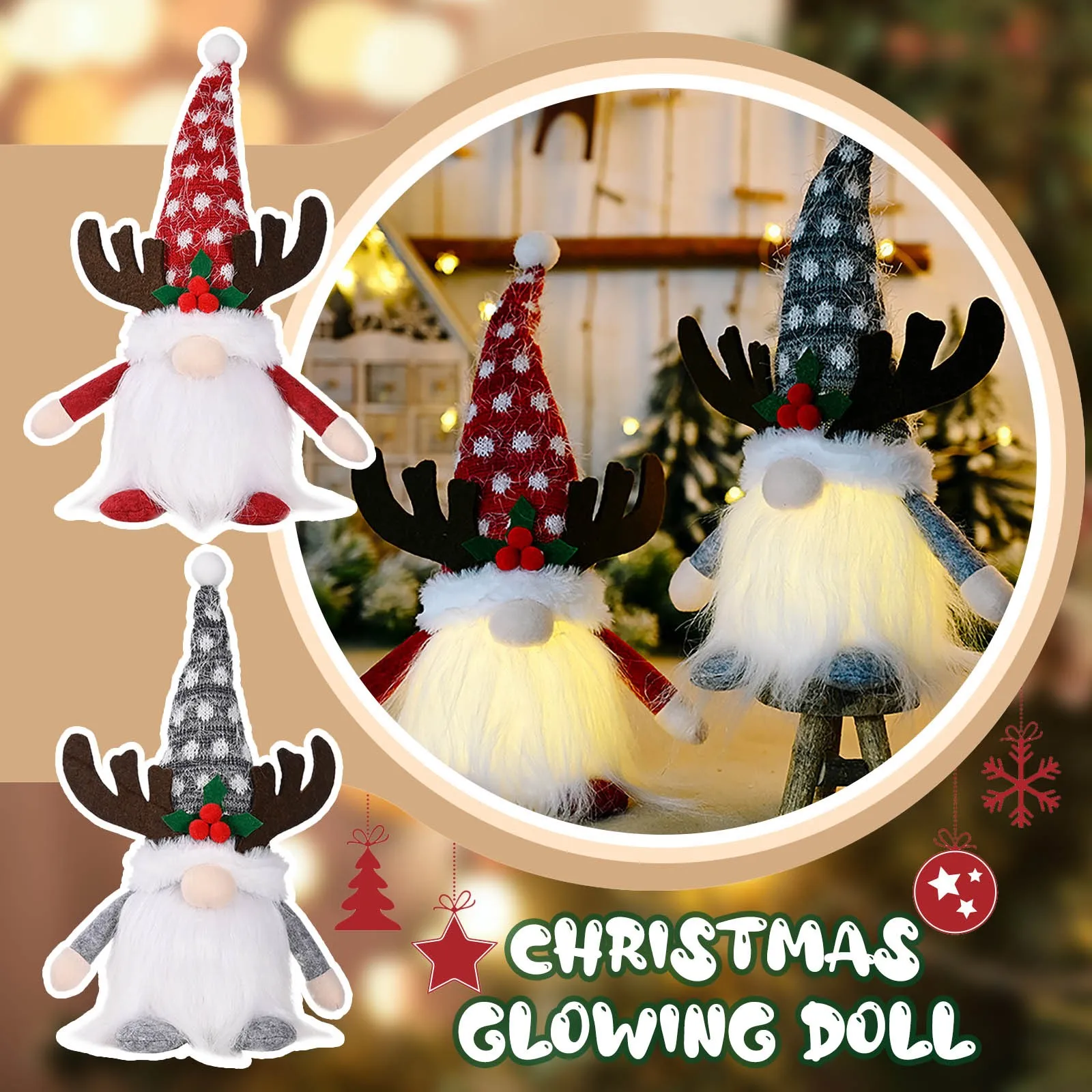 Led Gnome Light Christmas Decor Ornaments Hanging Swedish Home Ornament Tree Xma 