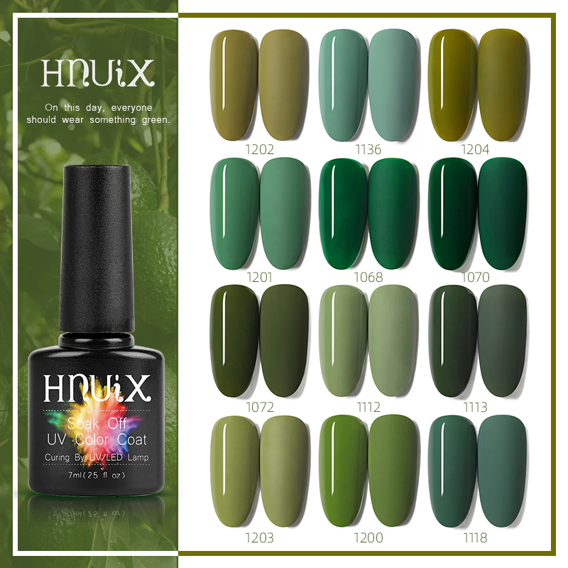 Best of 7ml HNUIXTop Coat UV Nail Polish Matte Color Gel Nail Polish Dissolvable Green Series Nail Paint Semi-Permanent Manicure Gel Reviews & Tips