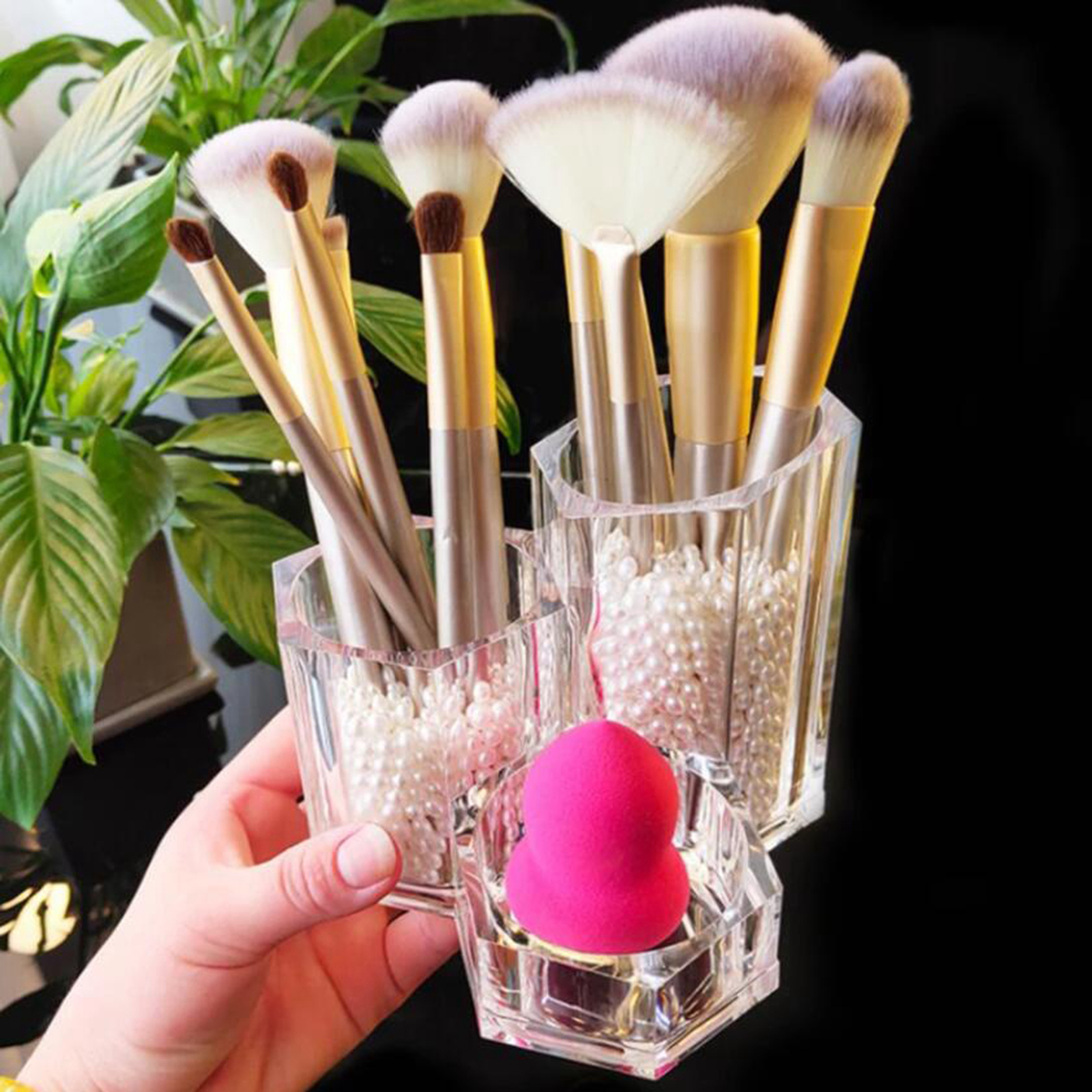 Transparent Cosmetic Organizer Makeup Brush Holder Storage Box for Makeup